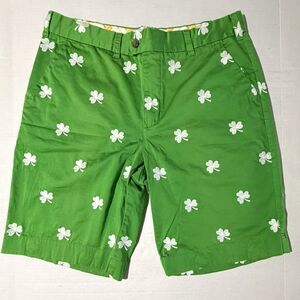 Loundmouth Men's Green, Embroidered Shamrock Golf Shorts, 36, Lucky St. Patty's